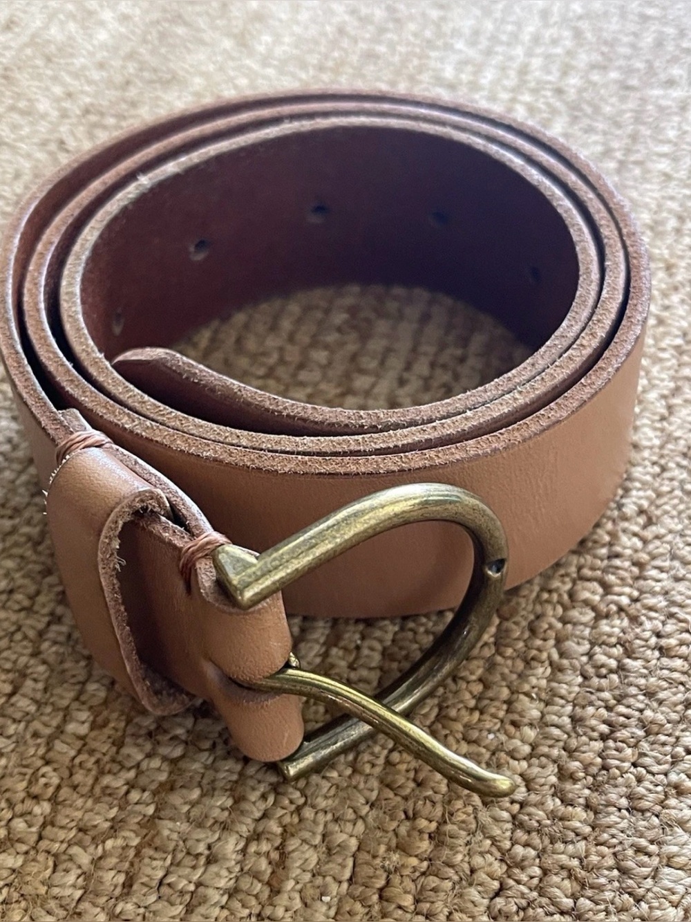 Women’s American Eagle Tan Leather Belt with Brass Buckle Small